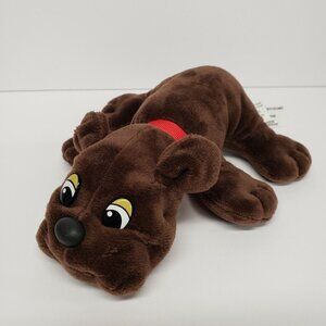 Hasbro 8" Dark Brown Pound Puppies Puppy Dog Red Collar 2019 Plush